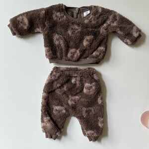 Fuzzy bear baby outfit